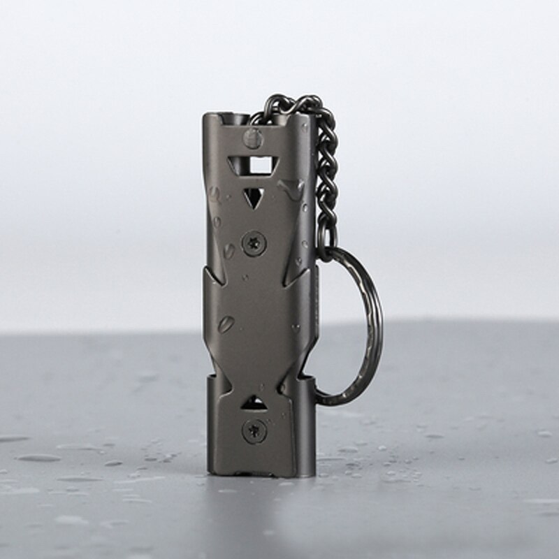 Silbato de acero inoxidable North Wolf, silbato de alta frecuencia de supervivencia al aire libre, alto Decibelio, estallido de doble agujero: NR069-Grey