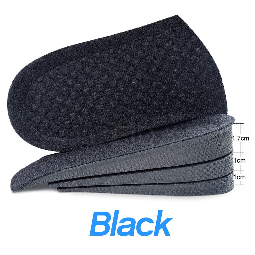 Wysokiej jakości wygodna wkładka podwyższająca dla kobiet mężczyzn EVA silikonowa wysokość podnoszenia zwiększenie wkładki robić butów wkładka pięty dla obu płci: czarny / 1 para