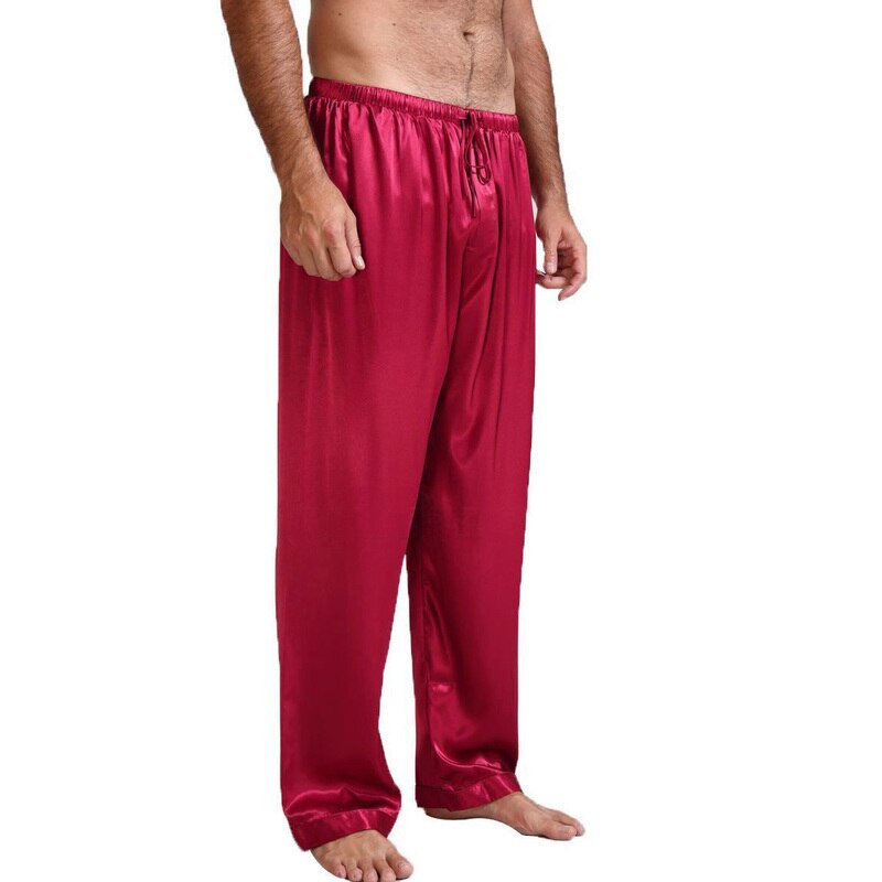 Ropa de dormir de satén para hombre, pijamas de seda, pantalones de salón, pantalones informales, ropa de dormir