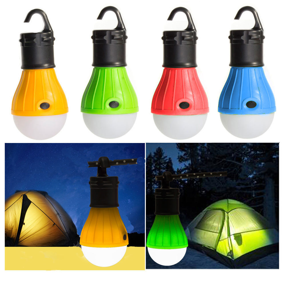 Minilinterna portátil para tienda de campaña, bombilla LED de emergencia, lámpara a prueba de agua, linterna con gancho para colgar para acampar, 4 colores, 3 * AAA