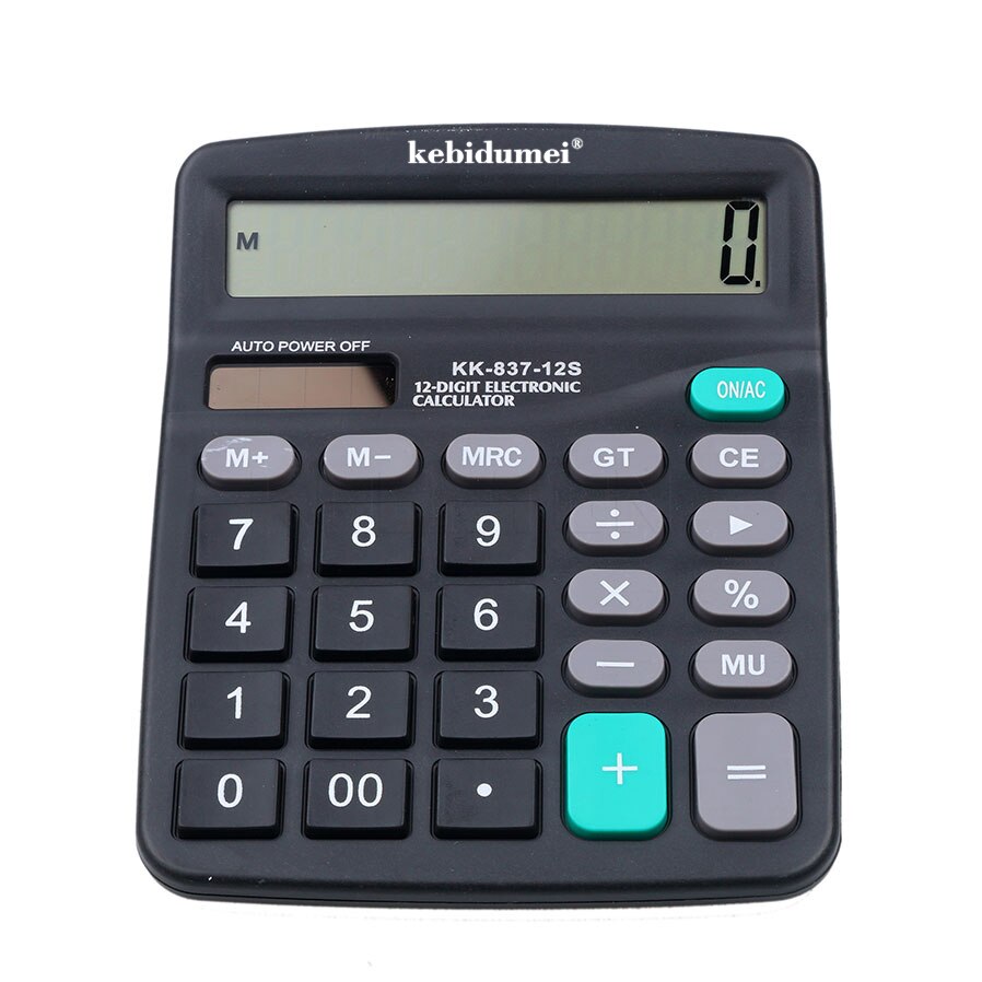 Kebidumei solcellekalkulator beregne solenergi 2 i1 drevet 12- sifret elektronisk kalkulator med stor knapp til kontor