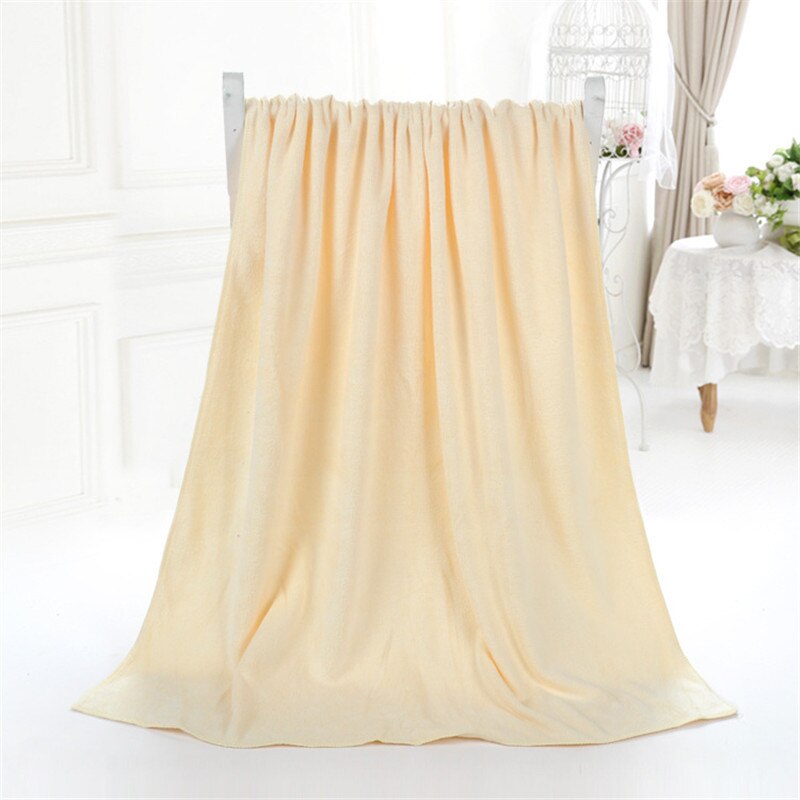 Toalla de baño de microfibra de 17 colores, toalla de playa 140*70cm 310g supersuave, lisa, para gimnasio, de secado rápido, para baño de adultos.: Amarillo claro