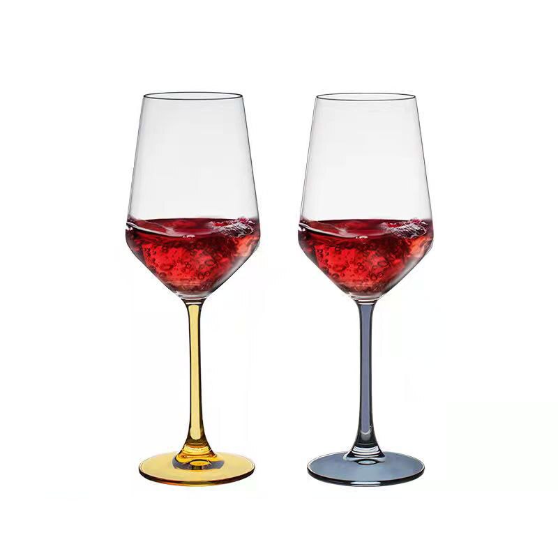 Vasos de cristal de Color rosa para cocina, Copa bonita, utensilios de cocina, champán, Burdeos, de boda, de amante de cumpleaños, 2 piezas: 1 gold 1 grey