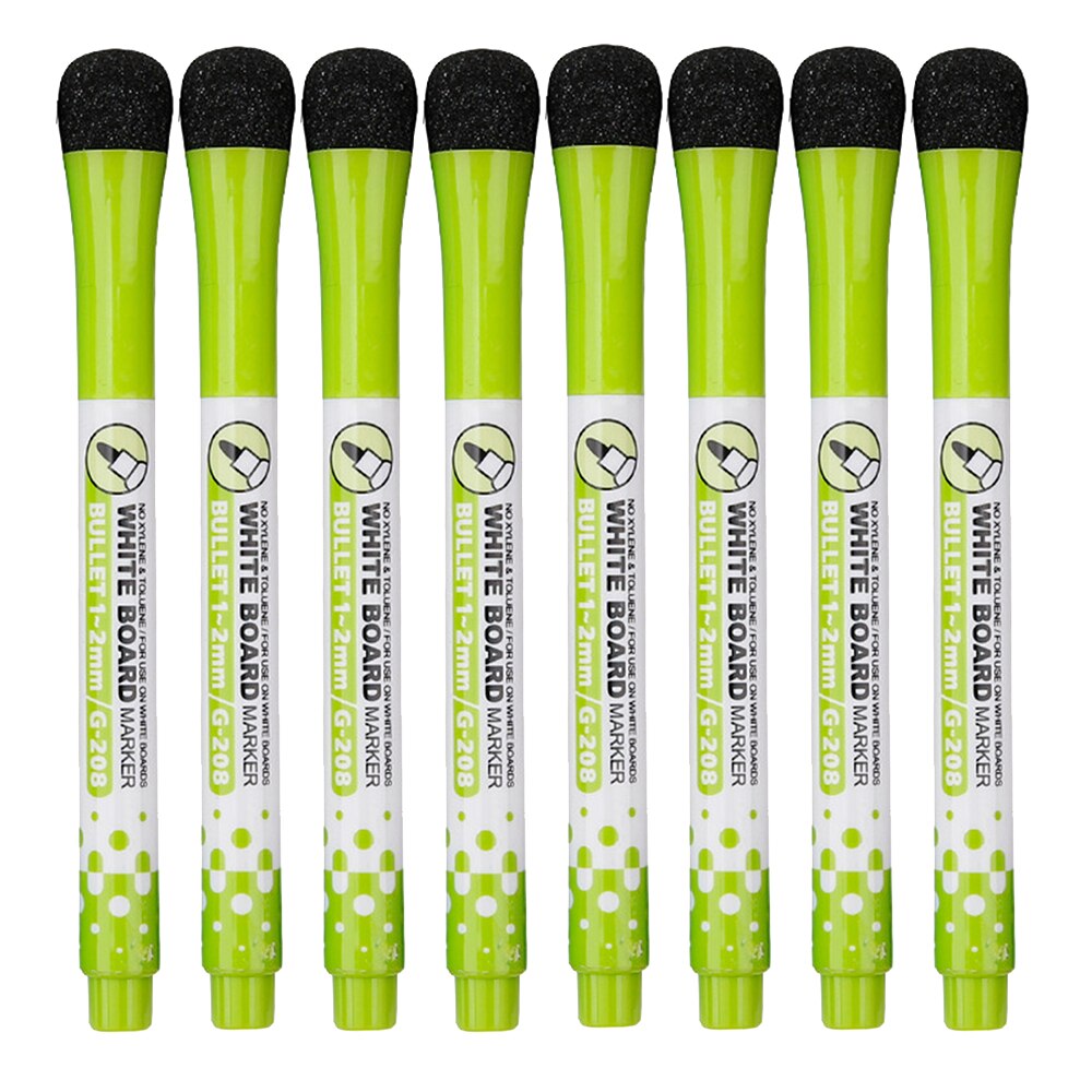Bolígrafo magnético de pizarra blanca, rotuladores borrables de pizarra blanca seca, borrador magnético, suministros escolares de oficina, 8 colores disponibles, 8 unids/lote: green