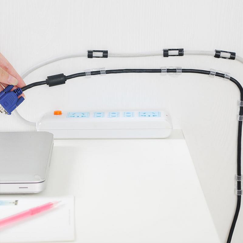 20pcs/pack Self-adhesive Cable Clips Wire Holder Office Management Fasteners Desk Tie Organize Cords Fasteners Accessories