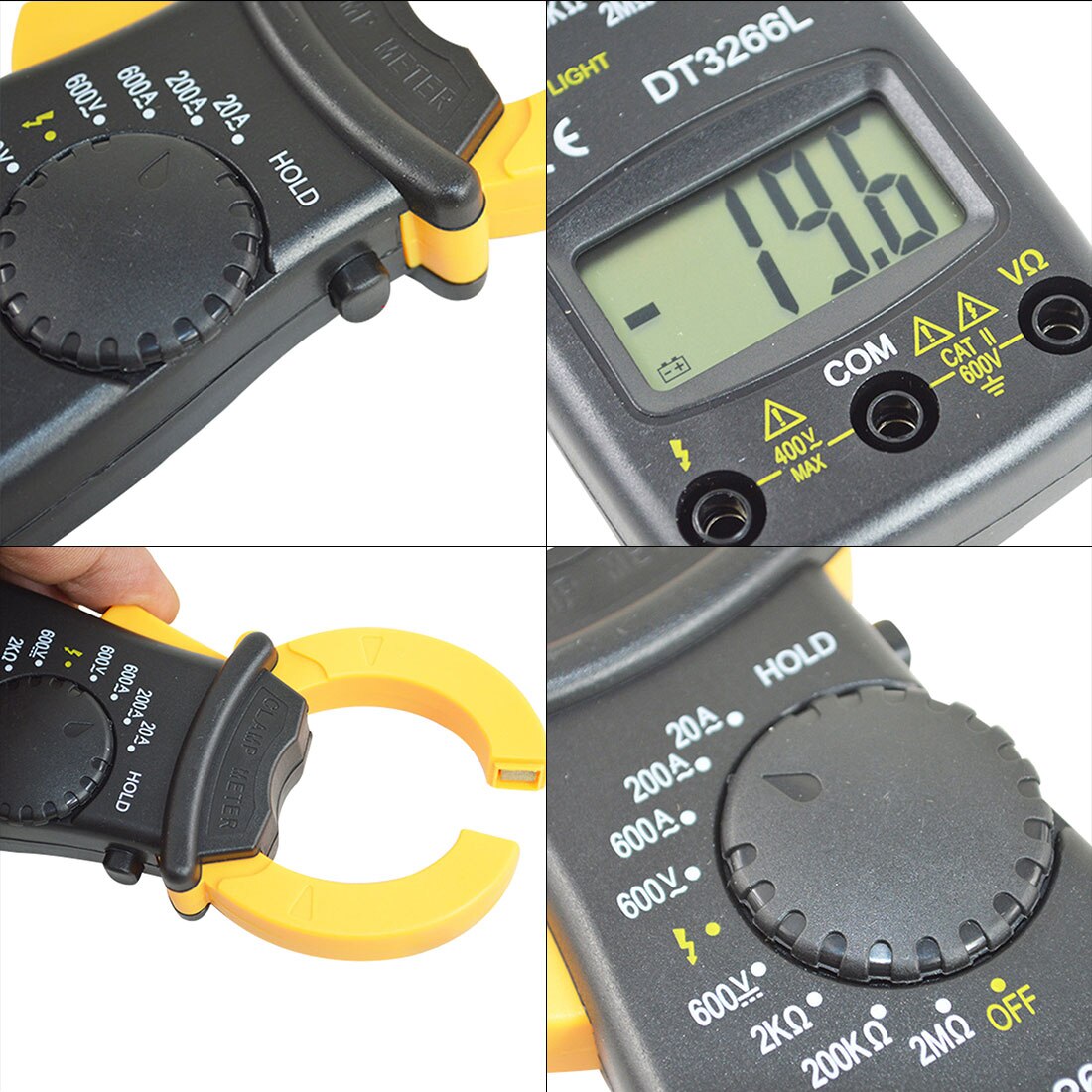 DT3266L clamp meter Digital Clamp Meter Voltmeter Ammeter Ohm Current Voltage Tester 600A AC/DC Hand-held clamp