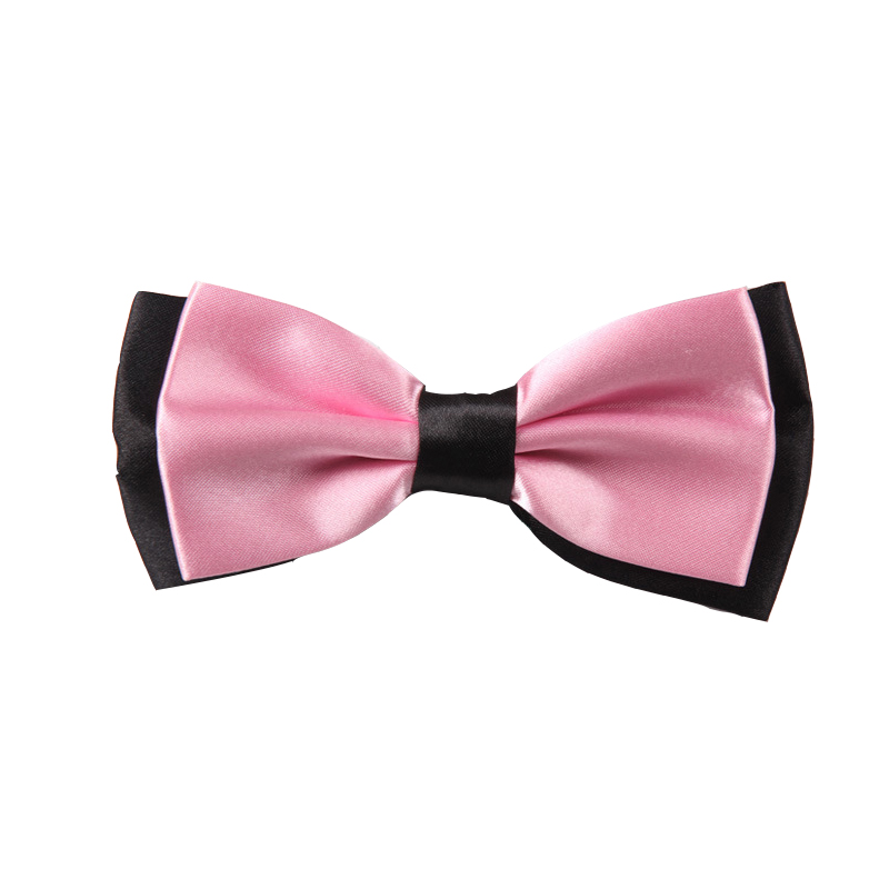 Adult Bowtie Classic Man Wedding Party Formal Satin Silk Multicolor Adjust Neck Bow tie style Clip-On: Pink