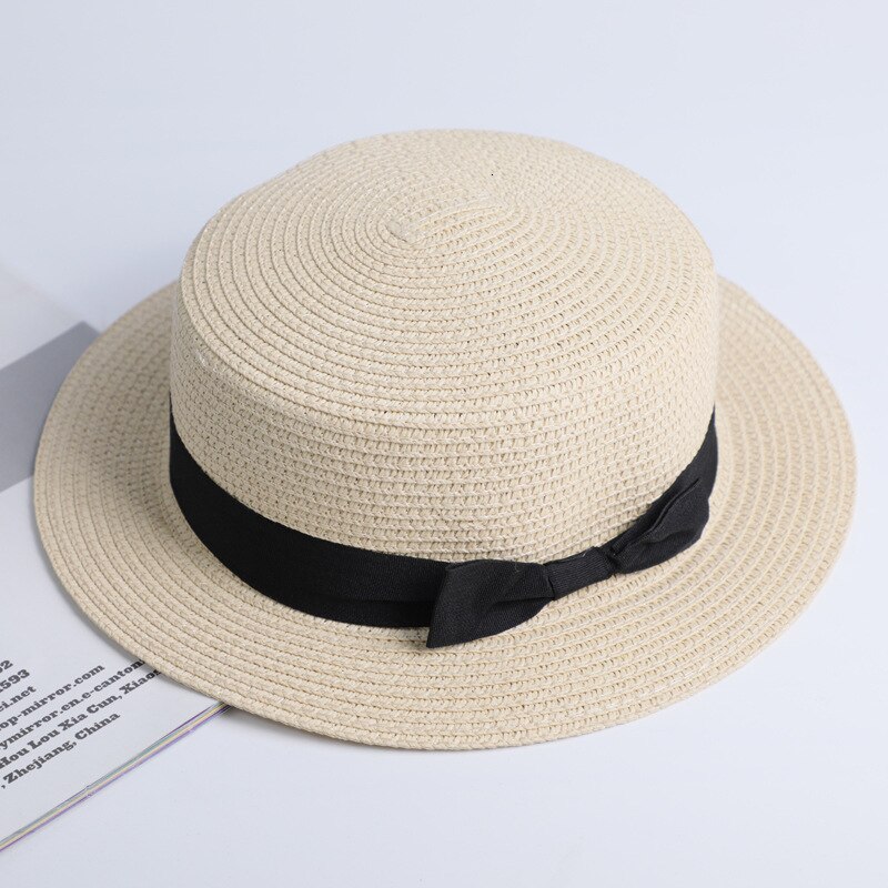 Sombrero de playa Simple de verano para mujer, sombreros casuales para mujer, corbata de lazo con borde plano, sombrero de paja para niñas, sombrero de Sol para deportes de natación, para adultos