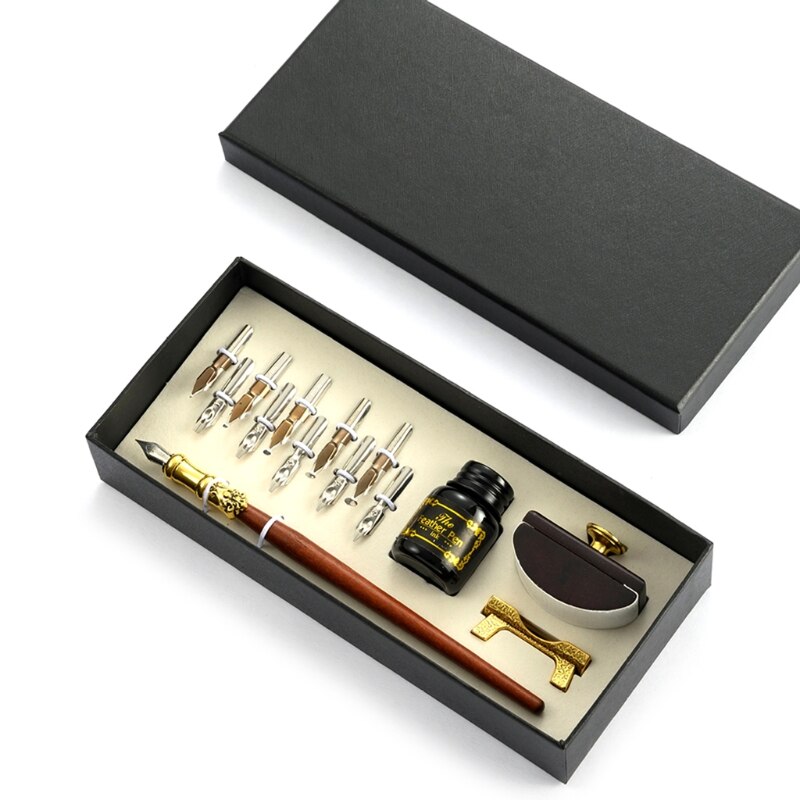 Vintage Dip Pen Fountain Writing Ink 10 Nibs Ink B... – Vicedeal
