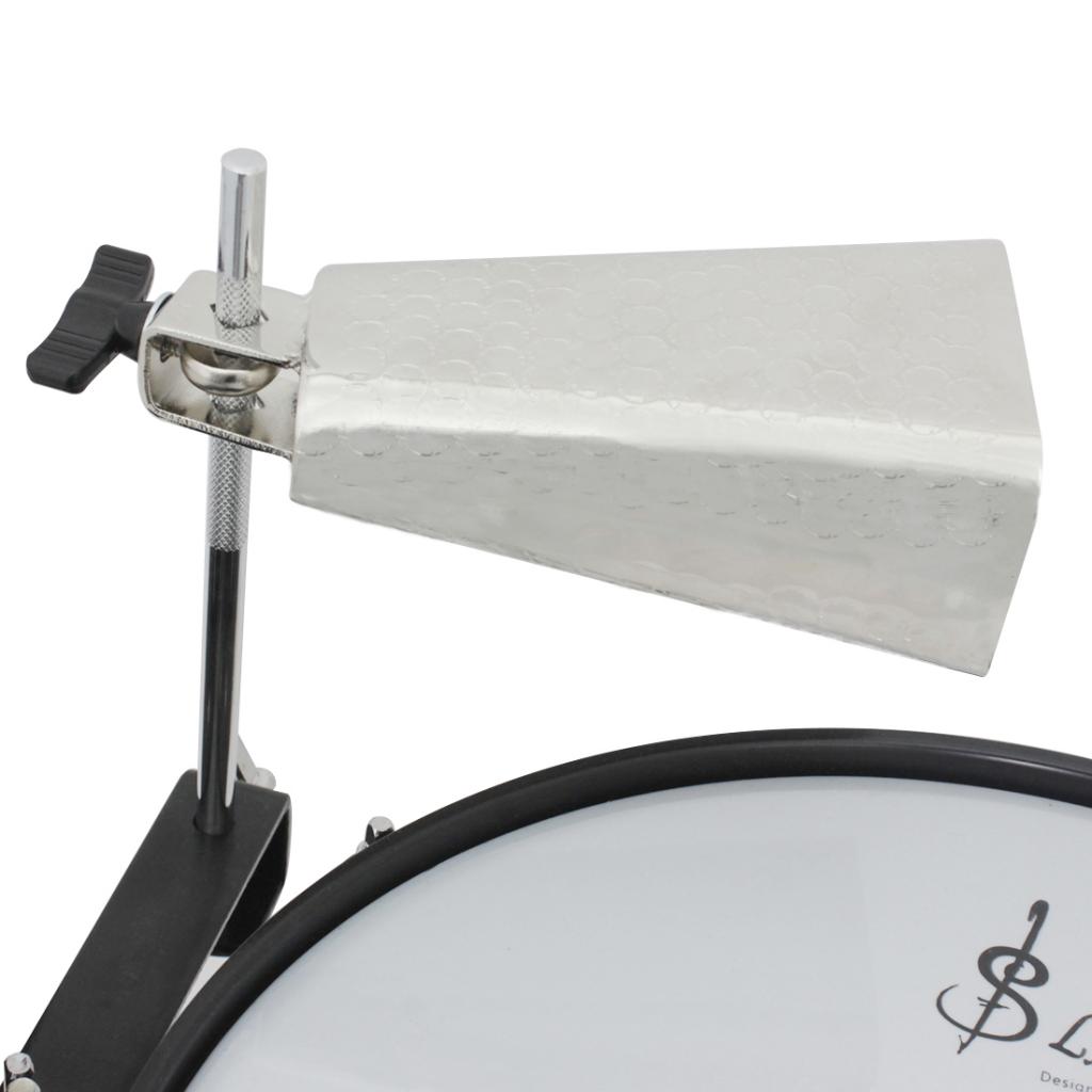Cascabel de Metal plateado para baquetas, Kit de percusión con tornillo, martillo de plástico para timbre, 6 pulgadas
