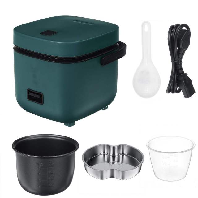1Set 1.2L Mini Electric Rice Cooker Intelligent Automatic Household Kitchen Cooker 1-2 People Small Electric Rice Cookers: Green
