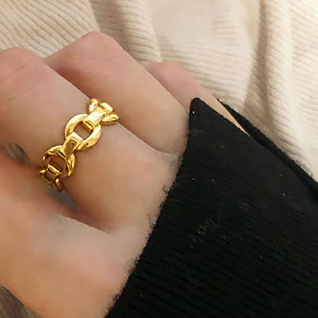 Foxanry Gold Color Wedding Rings for Women Green Stone France Vintage Party Bride Jewelry: black