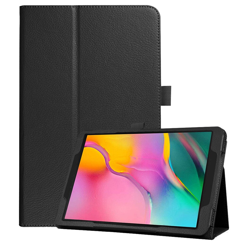 Tablet Case Pu + Lederen Flip Case Cover Voor Samsung Galaxy Tab Een 10.1 SM-T510 T515 Leather Slim vouwen Funda Tablet # Ew: Black
