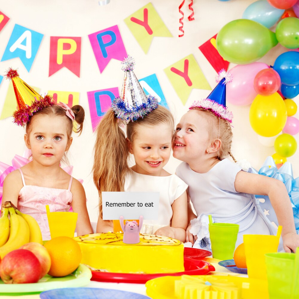 3pcs Birthday Cake Decor Resin Ornament with Blessing Word Writing Cards