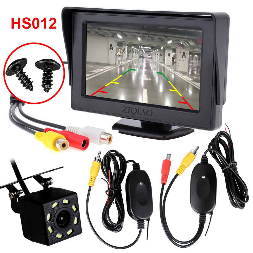 4.3 -tums fordons lcd-monitor trådlös backkamera videosändare mottagare kit backkamera för bil backskärm: Hs012
