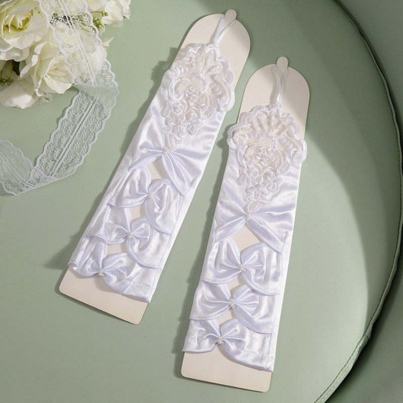 Wit Ivoor Wedding Handschoenen Vingerloze Bruids Handschoenen Voor Lady Bruid Satijnen Handschoenen Luva De Noiva Bruiloft Accessoires ST233