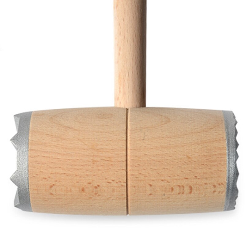 Solid Wood Pine Meat Hammer Kitchen Supplies Aluminum Nail Beef Meat Hammer Double-Sided Beat Meat Hammer