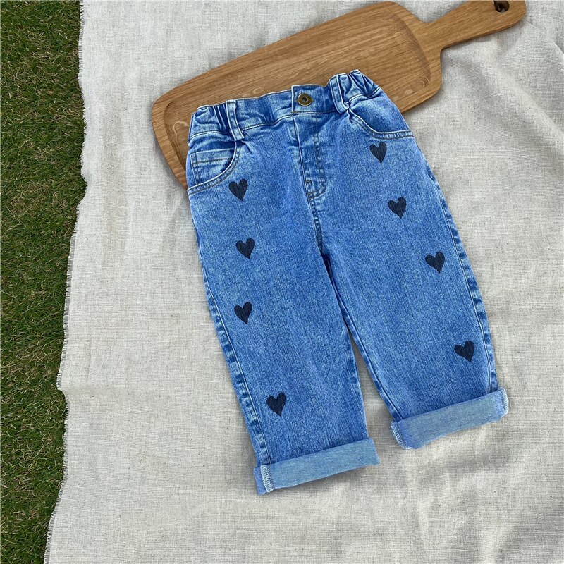 Nuovi Jeans stampati per bambini primavera 2021 per bambini pantaloni in Denim elastico morbido stile coreano pantaloni Casual per bambini: 6T
