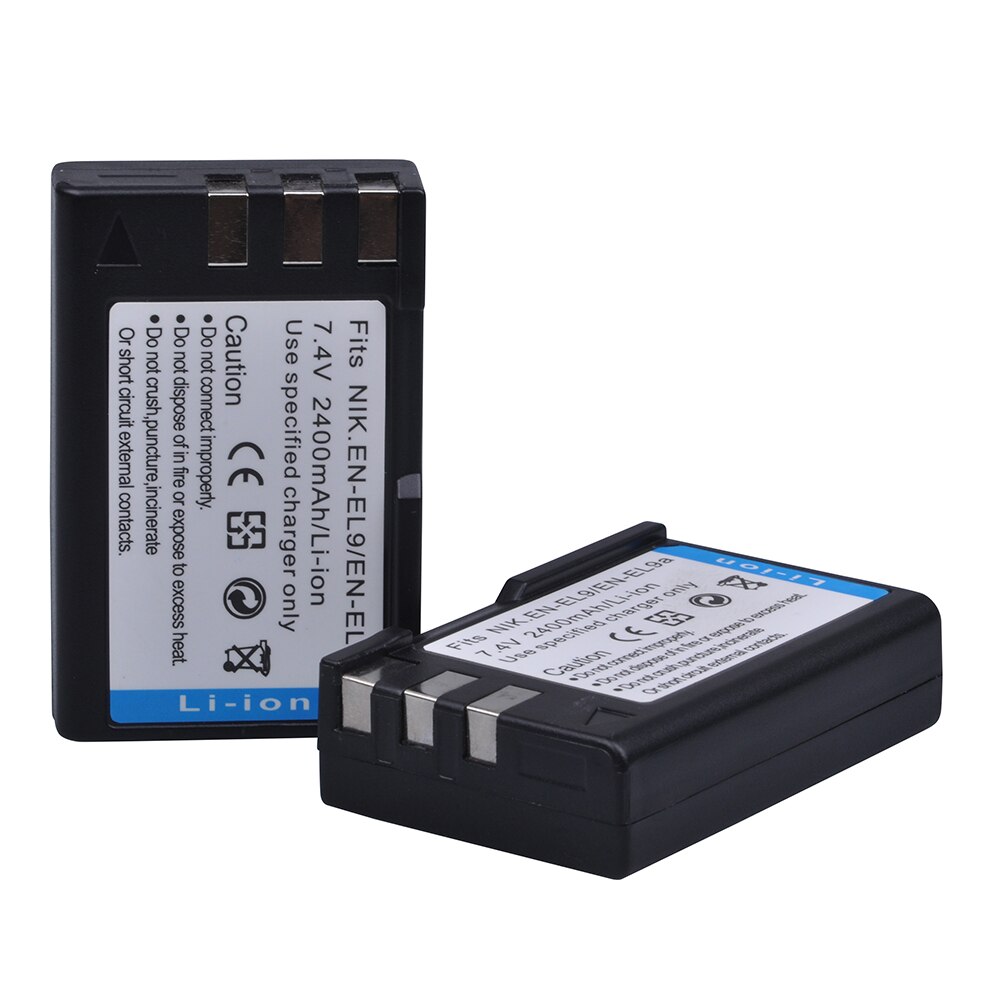Akuu-batería para Nikon EN-EL9 D40, D60, D40X, D5000, D3000, EN-EL9a EN EL9, EN-EL9a, 2400mAh: 2 battery