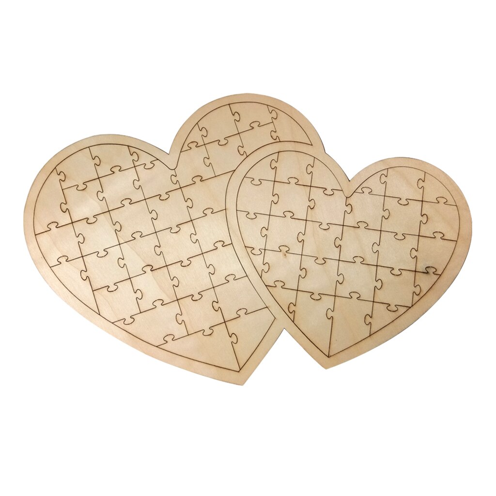 Double Heart Shaped Puzzle Jigsaw Guest Book Wedding Supplies Home Decor