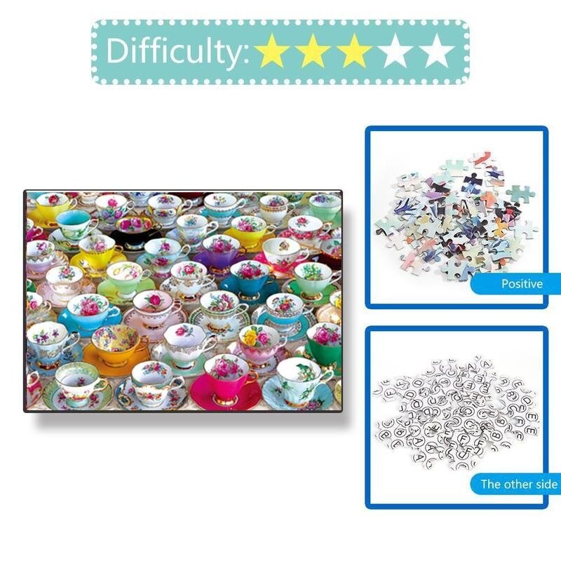 1000 Pieces Jigsaw Puzzle Teacup Picture Self-assembling For Adults Jigsaw Toy Toy Educational Puzzle Decompression Puzzles G0W9
