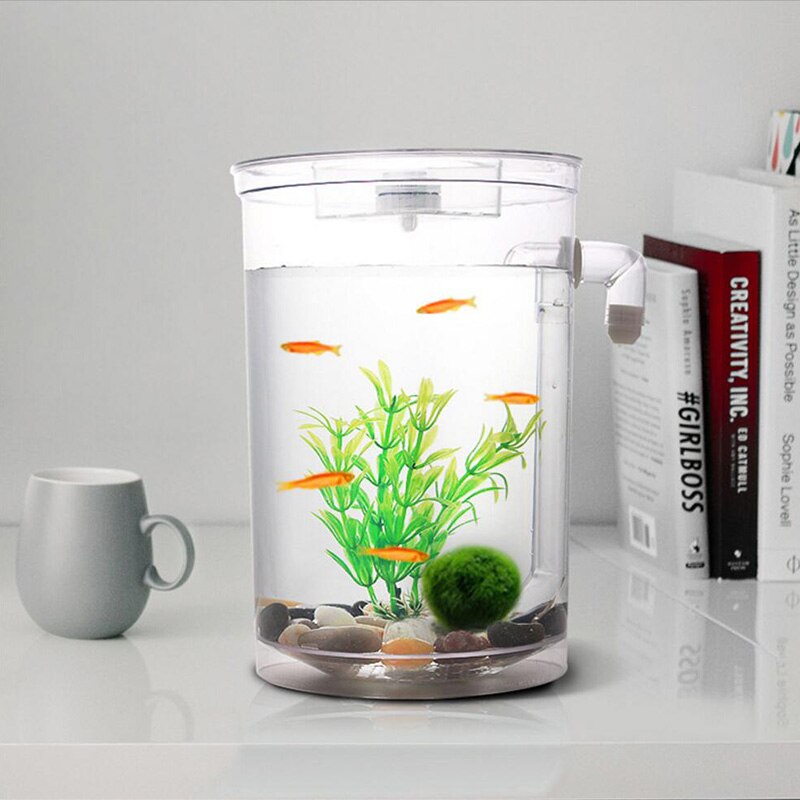 Plast akvarium mini akvarium dekorasjon lett å bytte vann fisk bolle med lett mini akvarium dekorasjon tilbehør