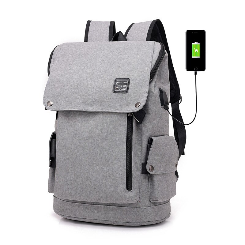 USB Lading Anti Diefstal Rugzak Mannen 15 inch Laptop Rugzakken Mode Reizen Schooltassen Bagpack Mannen school rugzak Tas voor jongen: Light Grey