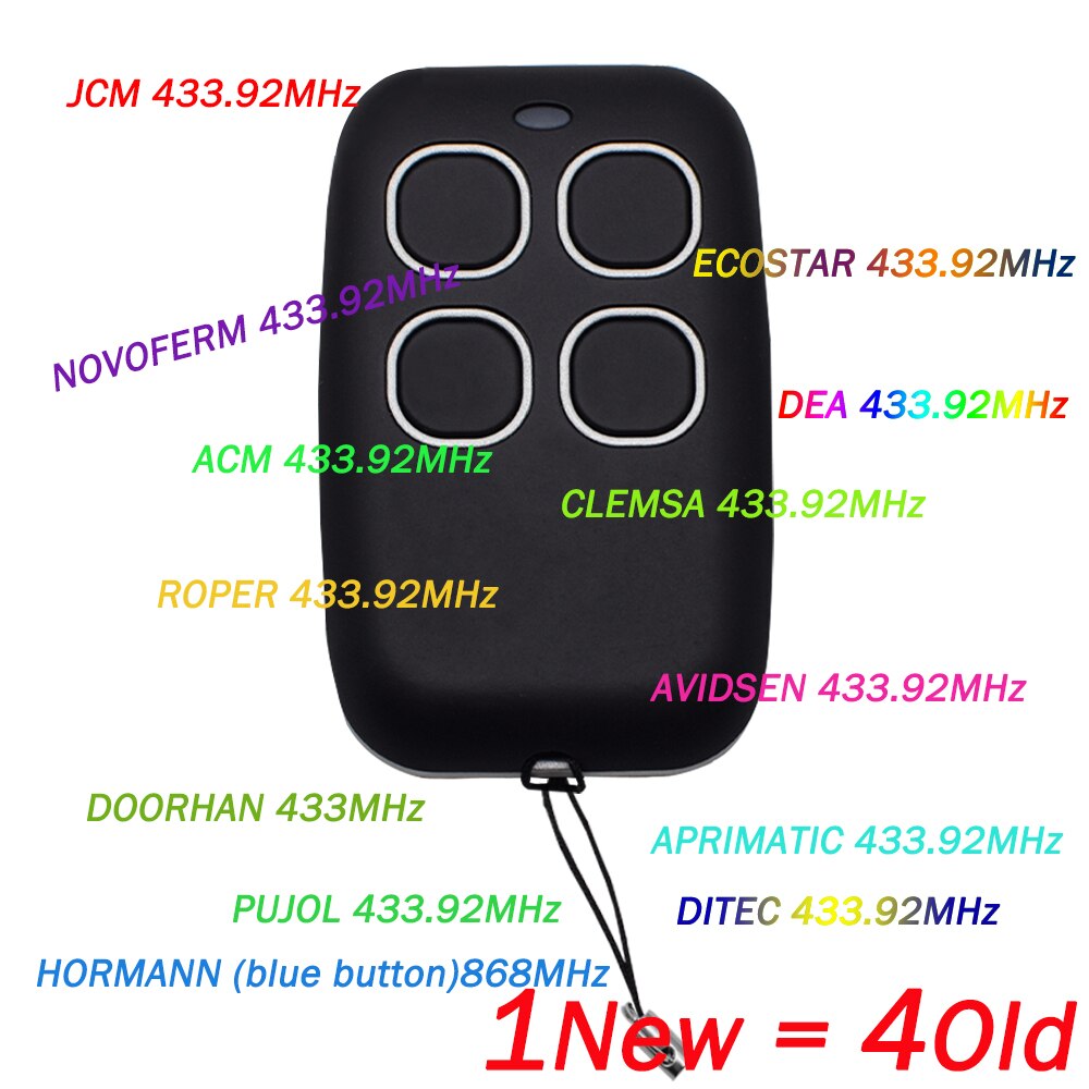 Clone Gate Command Keychain Multi Frequency Duplicate 287-868MHz Copy Garage Door Remote Control Fixed Rolling Code Opener