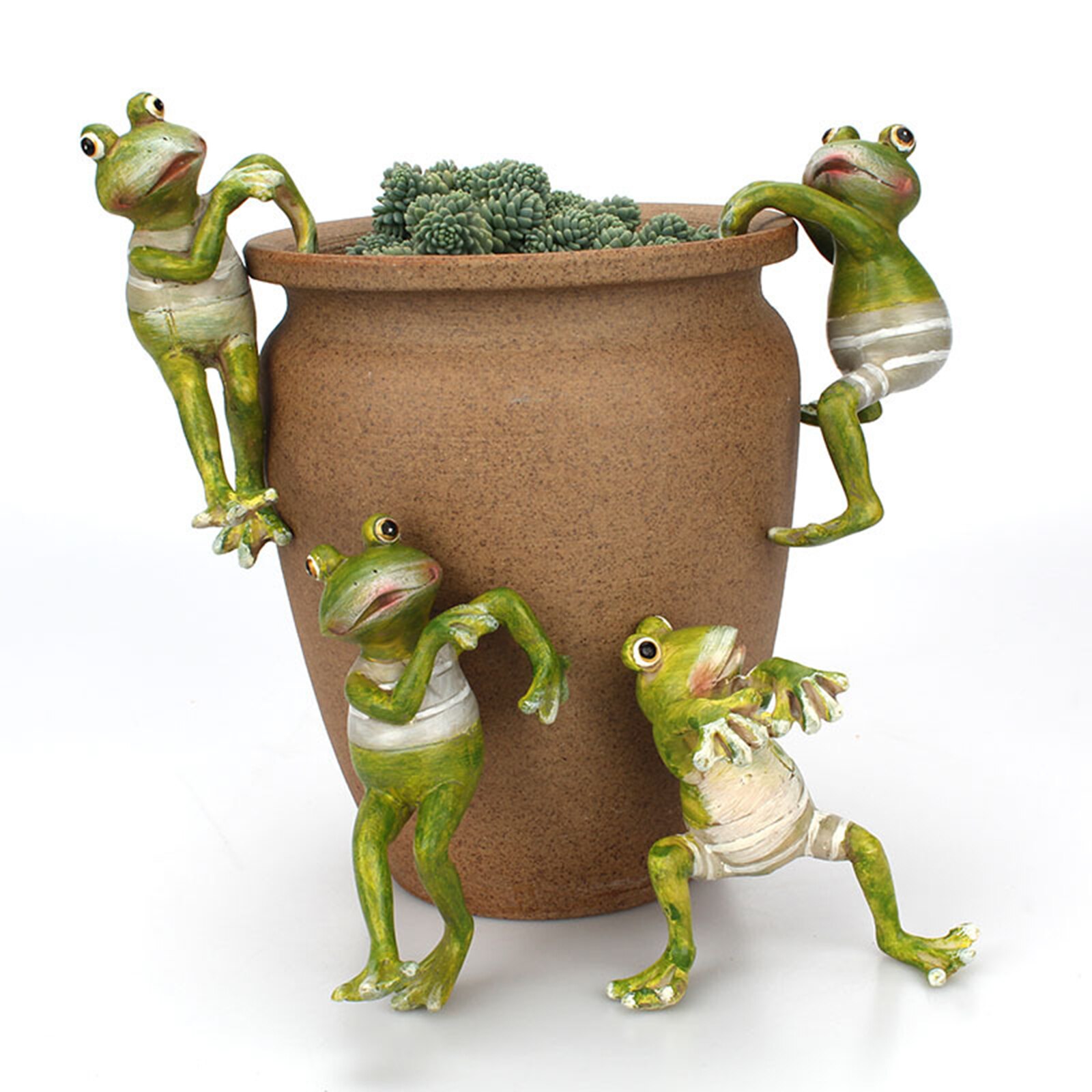 Hang Frog Flowerpot Garden Decor Ornament Climbing Frogs Bonsai Resin For Home Desk Yard Decoration 4pcs/set: Default Title