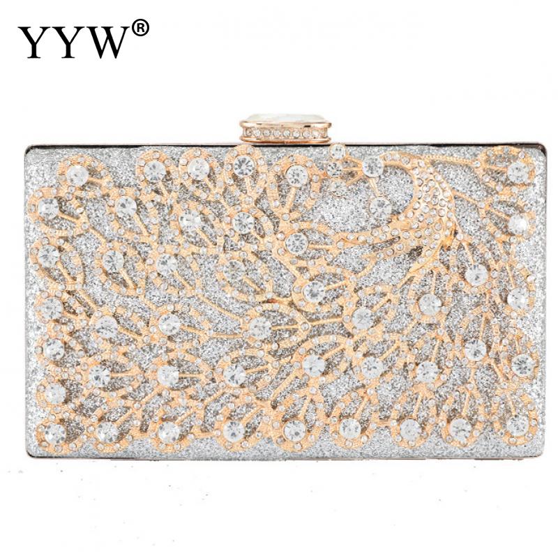 Gold Formal Flower Evening Bag For Wedding Party Luxury Glitter Rhinestone Crystal Clutch Purse Bridal Prom Handbag For Women