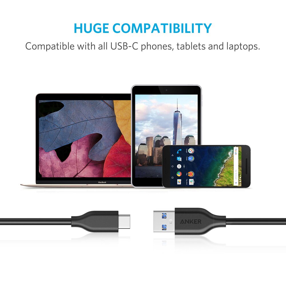 Anker USB C Cable Powerline USB C to USB 3.0 Cable with 56k Ohm Pull-up Resistor for Samsung iPad Pro Sony LG HTC etc