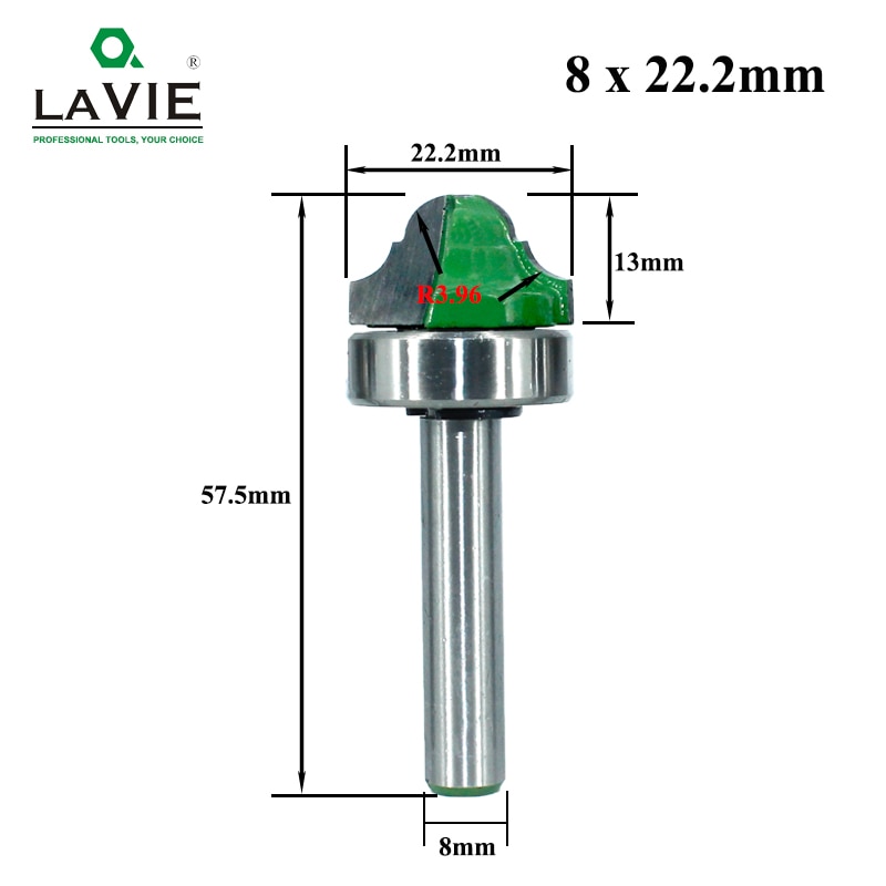 Lavie 1pc 8mm skaft leje skaft dobbelt romersk ogee kantfræser bit fræser til træ træ line kniv hobbing  mc02100