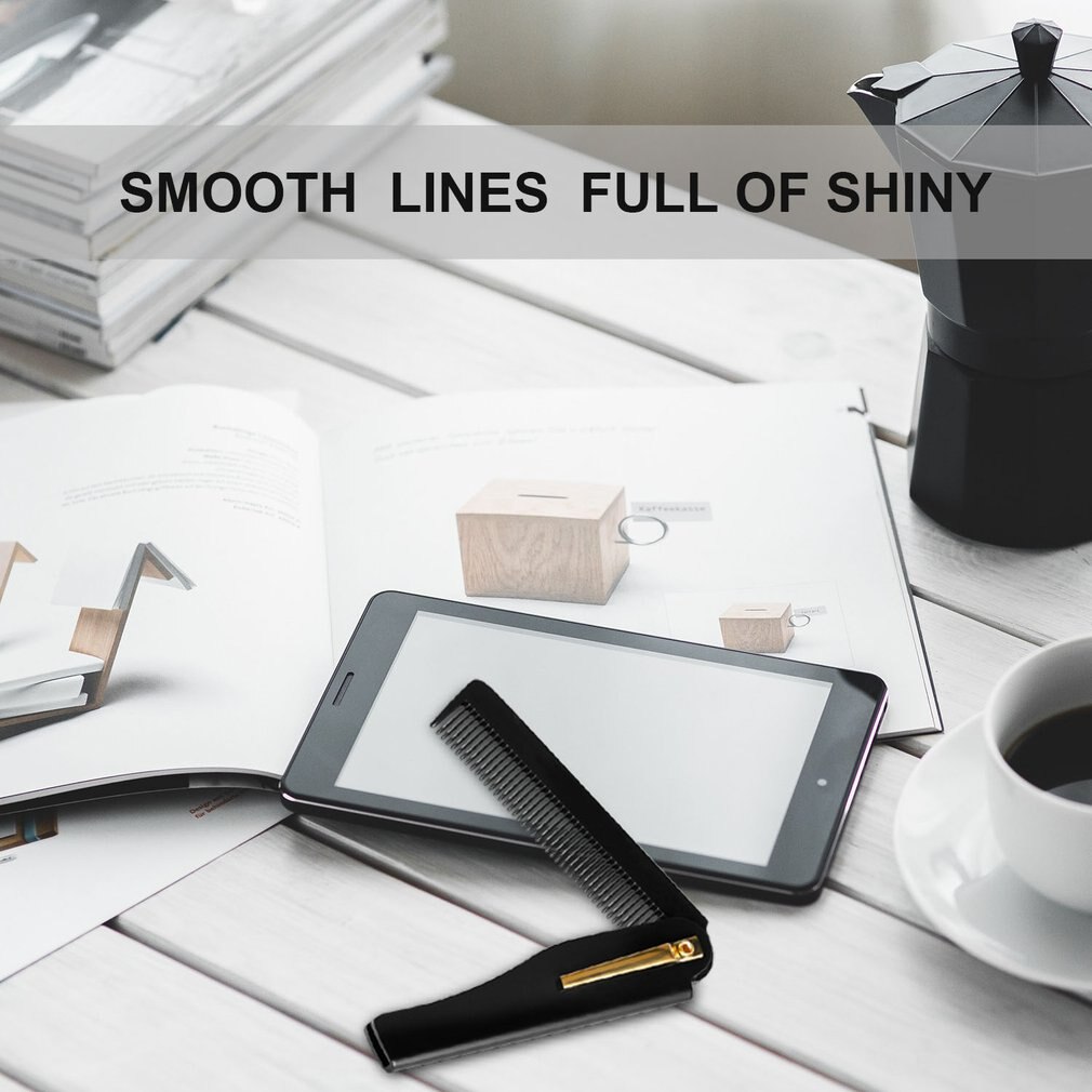 Mannen haarkam borstel handgemaakte opvouwbare clip opvouwbare draagbare reis haar snor baard kam kappersgereedschap