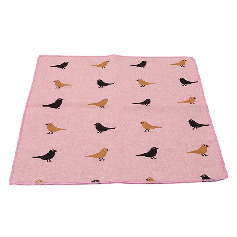 Pañuelo cuadrado de algodón con bolsillo y estampado de animales, traje con bolsillo cuadrado, 1 unidad: pink-Birdie
