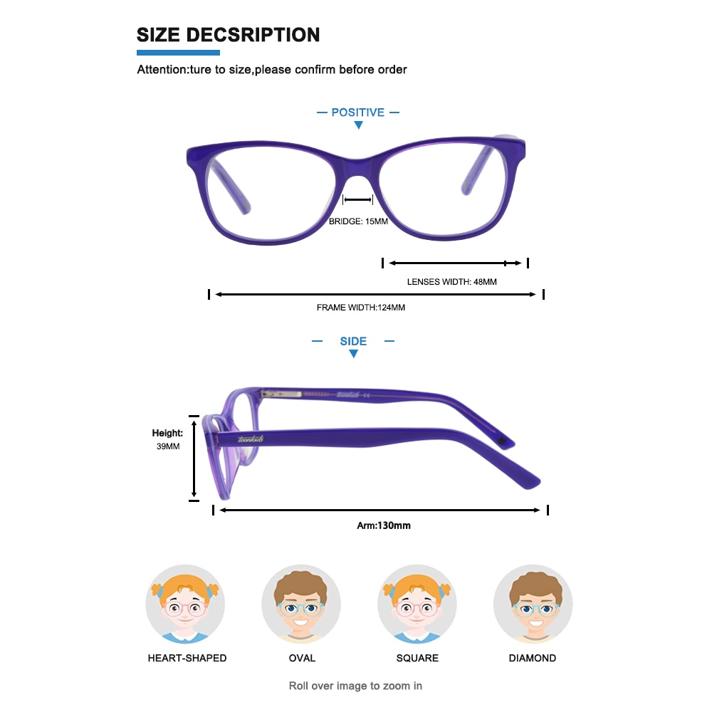 Kirka Kids Anti-blue Light Acetate Glasses Children Optical Eyeglasses Computer Frames Boys Girls Clear Lens Eywear
