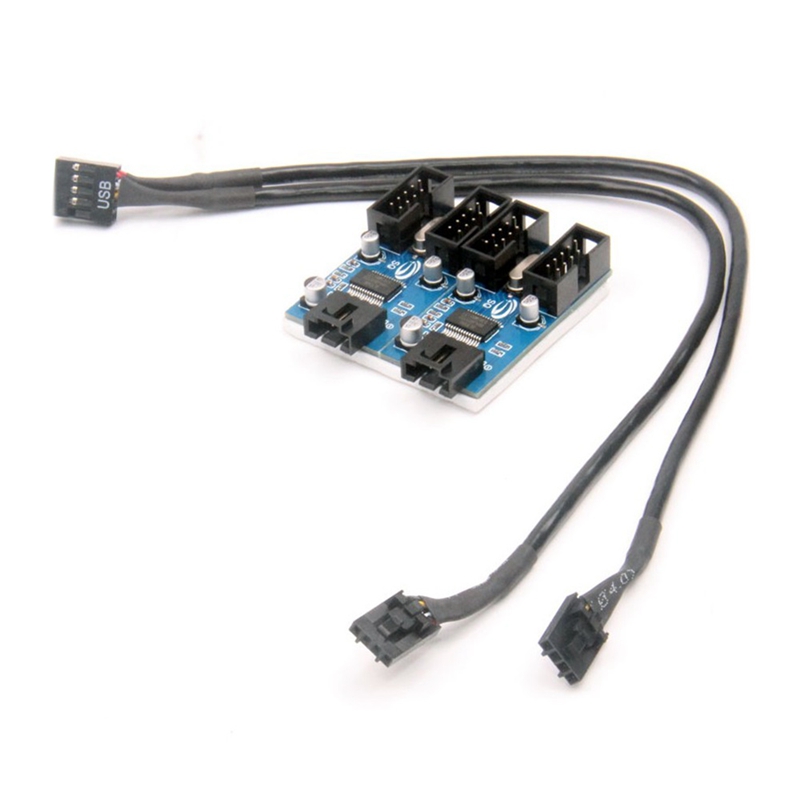 9 Pin USB Header Extension Cable Card Desktop 9-Pin USB HUB USB 2.0 9 Pin Connector Adapter: Beige