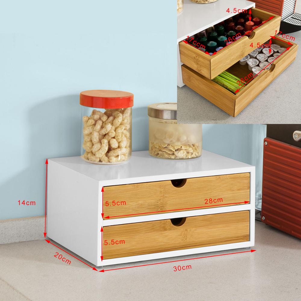 UCAMP Wafelhouder, lade voor koffiepads, containeropbergorganizer, voor het organiseren van capsules, wafels, kruidenthee, suiker, koffieglazen (capaciteit 64 pads