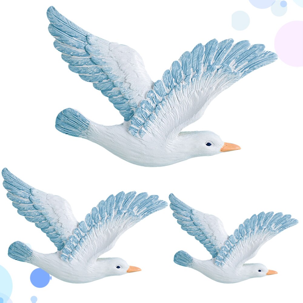 3 pièces durables vives résine élégante mouettes méditerranéennes suspendus oiseaux de mer Photo toile de fond pour la décoration bureau à la maison: Default Title