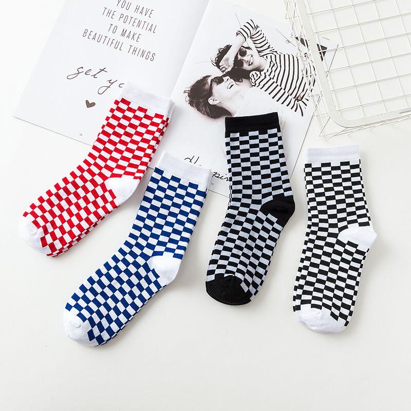 Harajuku stil spaß schachbrett schwarz & weiß kariert aufbringen socken Straße Stil Hüfte hüpfen Skateboard unisex socken