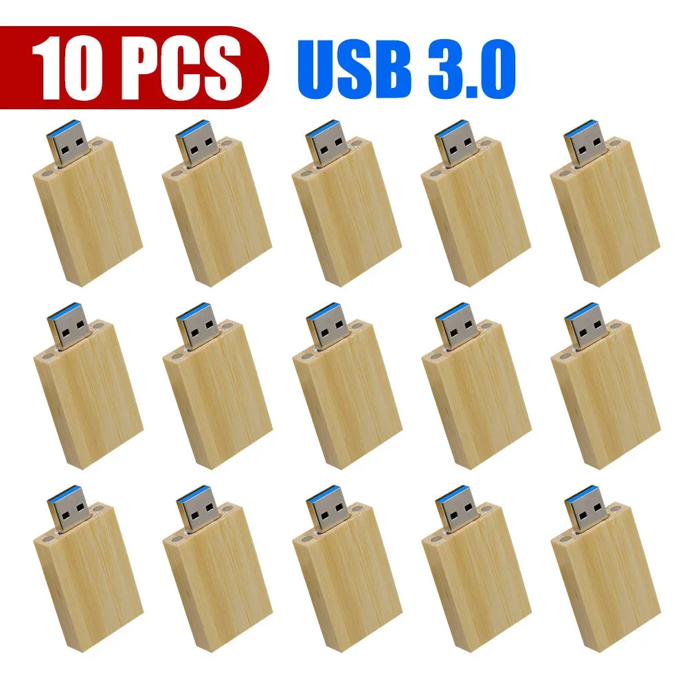 10 stk/parti usb-minnepinner i tre med 3.0 stk. gratis logo, 128gb 64gb . minnepenner, 16gb 32gb 8gb minnepinne til bedrifter, usb-pinne: Rød / 32gb