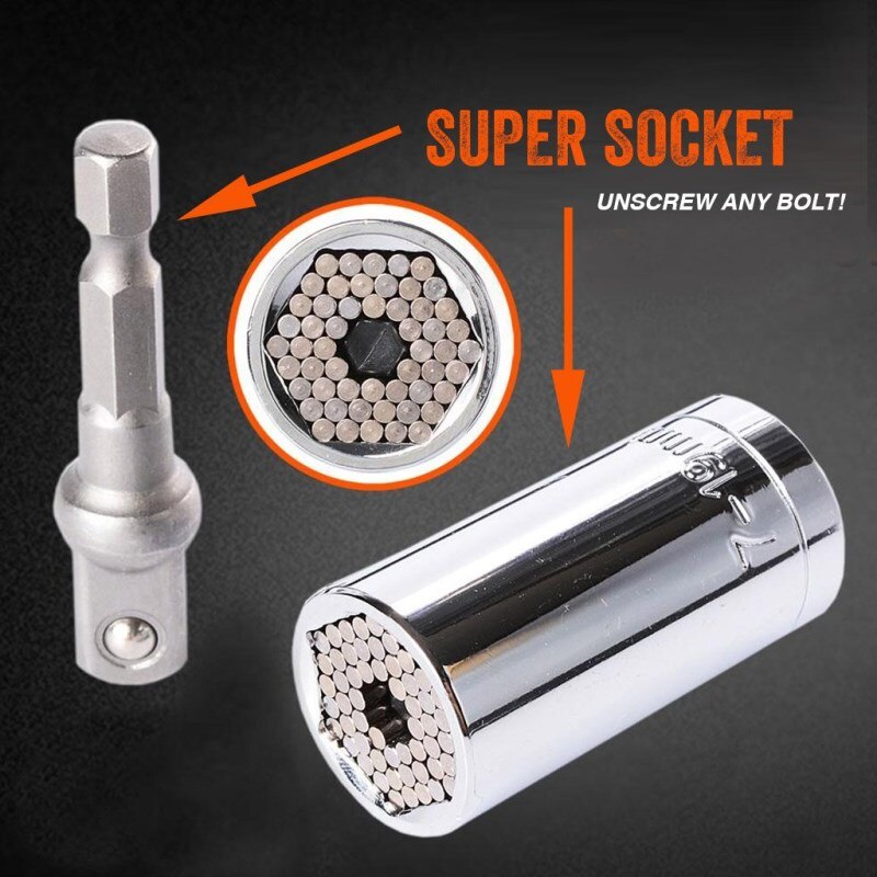 Universele Sleutel Socket Kit Ratel Dopsleutel met Boormachine Adapter 7-19mm Universele Momentsleutel Set