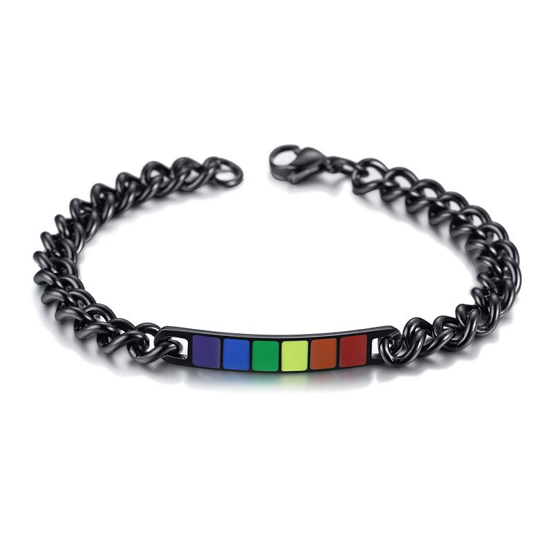 Fxm  lb22 sieraden voor dames verjaardag roos veel hart metaal kleur regenboog titanium staal heren armband