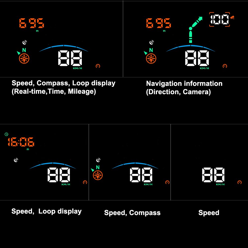 HUD H8 Head-up display Speedometer Car Windscreen Speed Projector Overspeed RPM Voltage Alarm Car electronic car alarm
