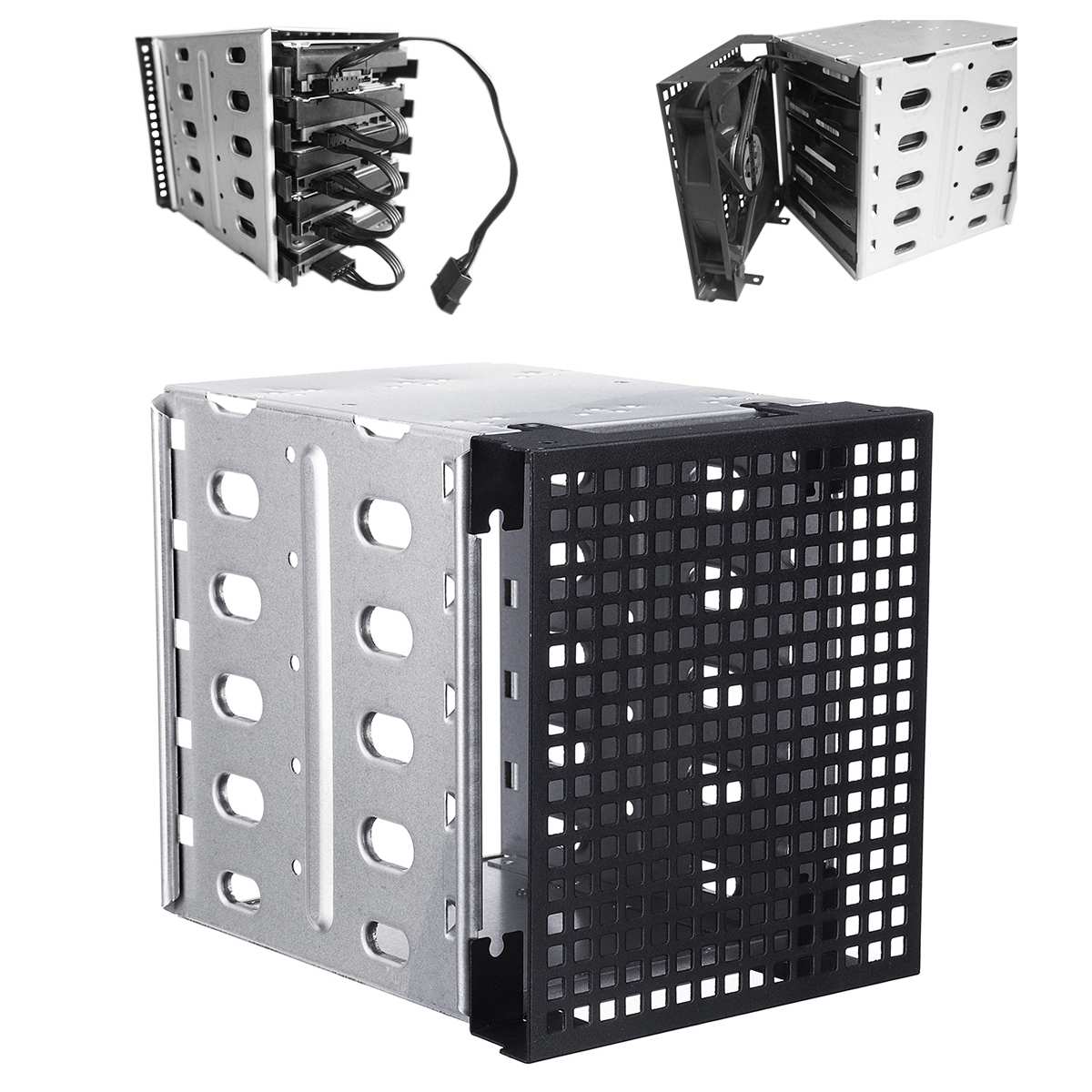 5,25 zoll zu 5x3,5 Zoll HDD Festplatte Käfig Rack SAS SATA Festplatte Disk Tray Caddy Adapter konverter mit Fan Raum Bändern