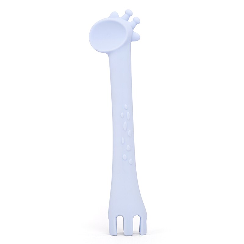 Giraffe Training Spoon Baby Children Tableware Feeding Spoon Baby Supplementary Food Cartoon Silicone Giraffe Fork Spoon 4 Color: 04