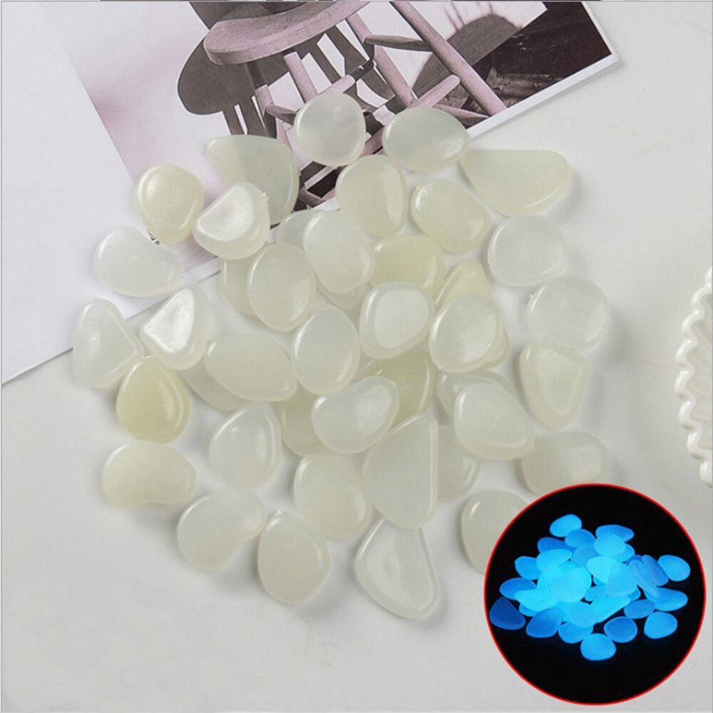 50/100 sztuk świecące kamienie otoczaki do ogrodu blask kamienie skały na chodniki ścieżka ogrodowa Patio trawnik ogród wystrój ogrodu: 100pcs / White