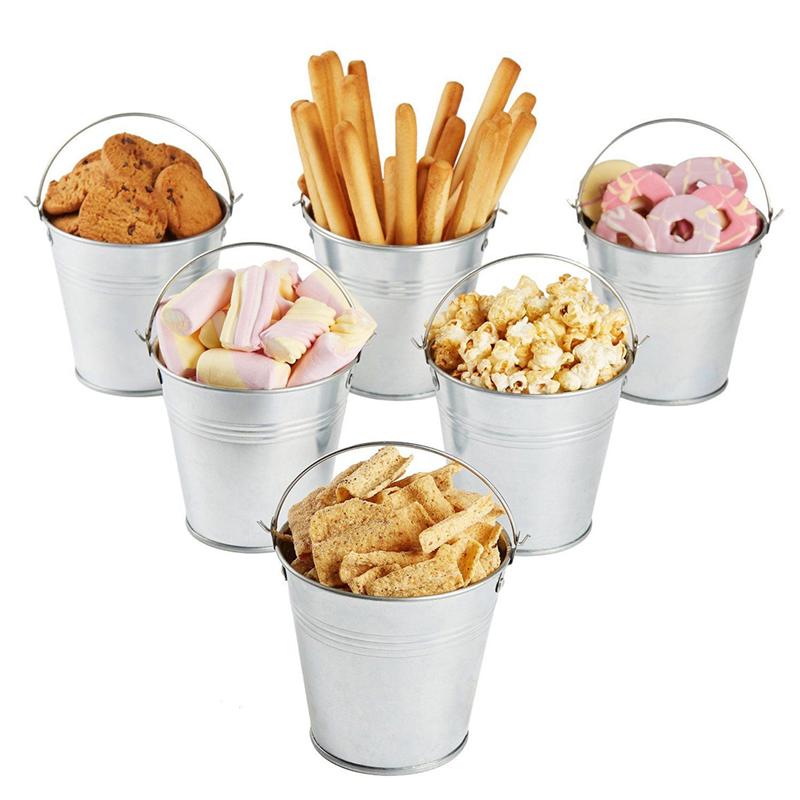 Minicubo de Metal de hojalata, 12 Uds., cubos de hojalata para glaseado, patatas fritas, para cocina, restaurantes, suministros de 10,5x10,5 cm x 7,2, plateado A35