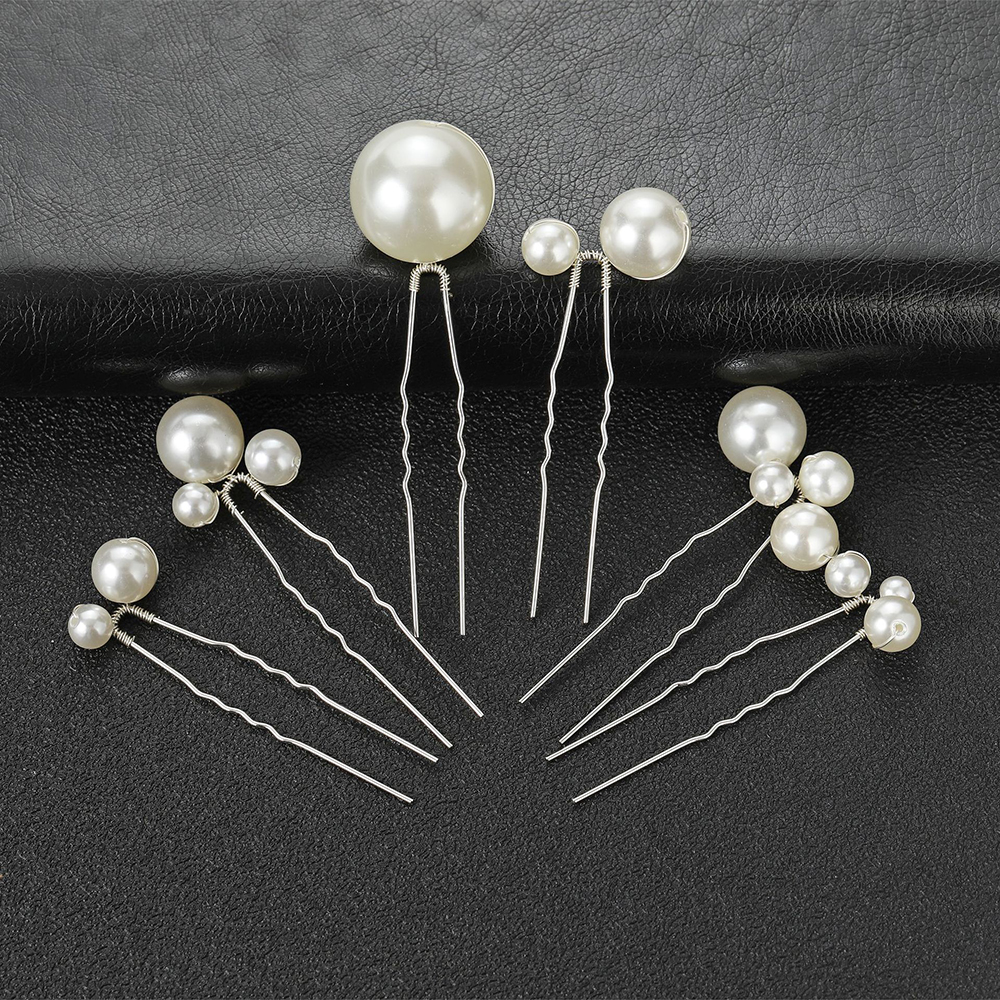 6 uds. De horquillas para el pelo en forma de U con diamantes de imitación, horquillas para el pelo de boda para novia pequeñas y sencillas, accesorios para el cabello de boda para mujer: Bronce antiguo plateado