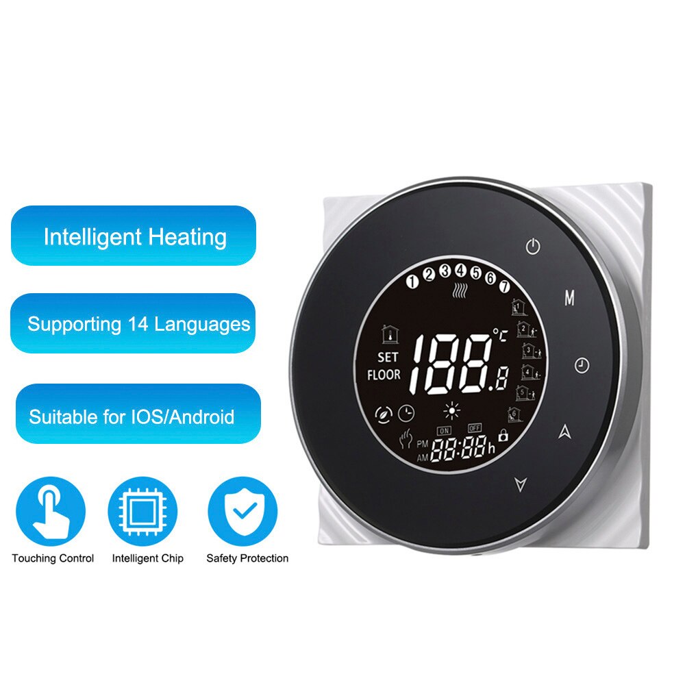 Water Heating Energy Saving Smart Thermostat with Touchscreen LCD Display Weekly Programmable Room Temperature Controller: black no wifi