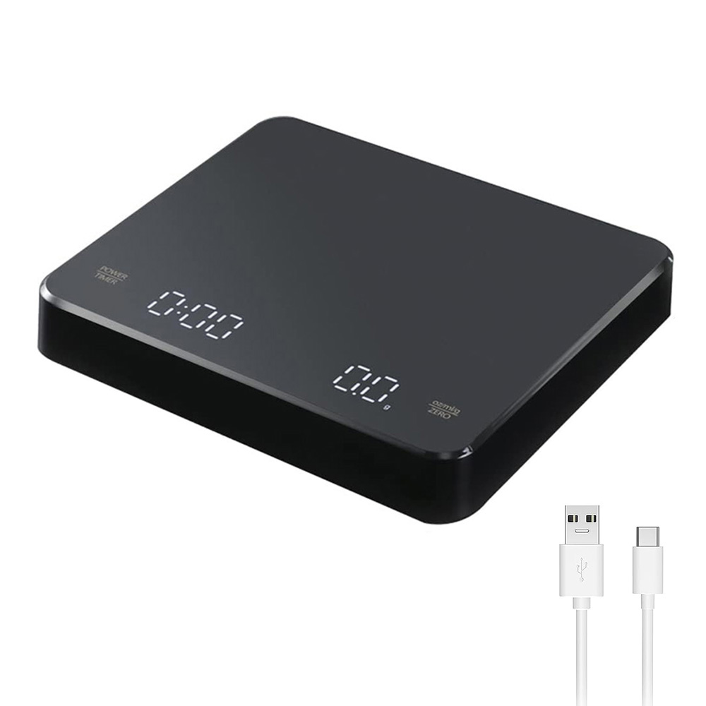 Digitale koffieweegschaal met timer LED-scherm Espresso USB 3 kg Max. Wegen 0,1 g Hoge precisie Maatregelen in Oz/ml/g Keukenweegschaal: Default Title